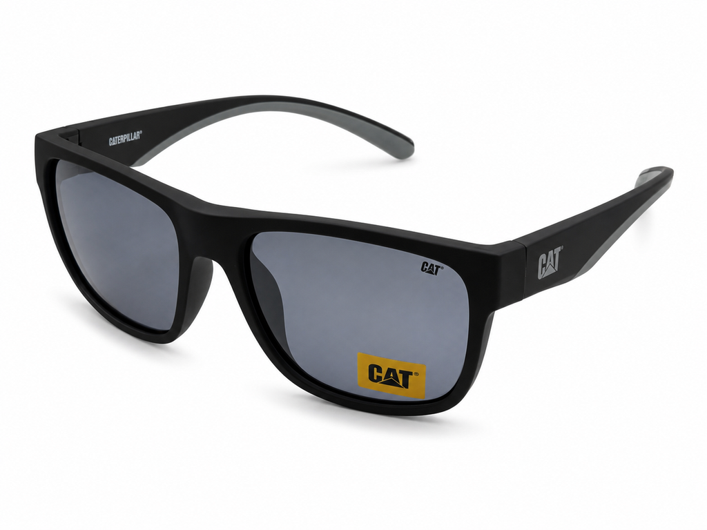 CAT CTS-8032-104P Unisex Polarized Sunglasses Matte Black Square Frame Light Blue Mirror Lens UV Protection