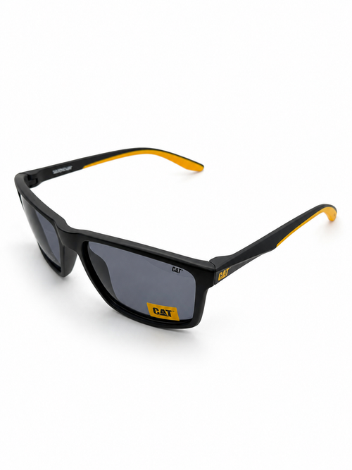 CAT CTS-8033-104P Unisex Polarized Sunglasses Smoke Grey Lens Matte Black Square Frame
