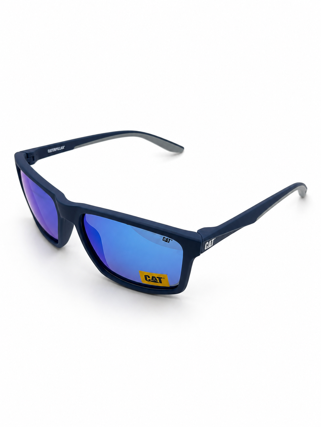 CAT CTS-8033-106P Unisex Polarized Sunglasses Blue Mirror Lens Matte Navy Square Frame