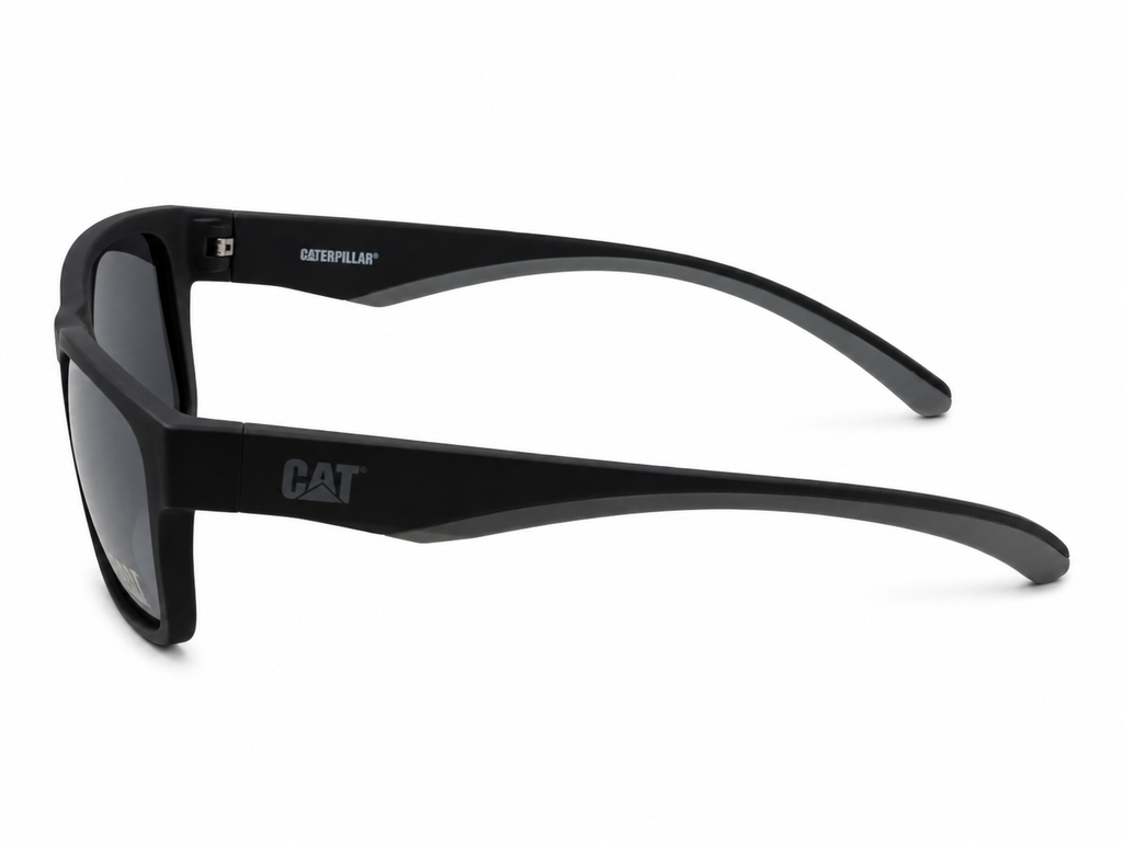CAT CTS-8032-104P Unisex Polarized Sunglasses Matte Black Square Frame Light Blue Mirror Lens UV Protection