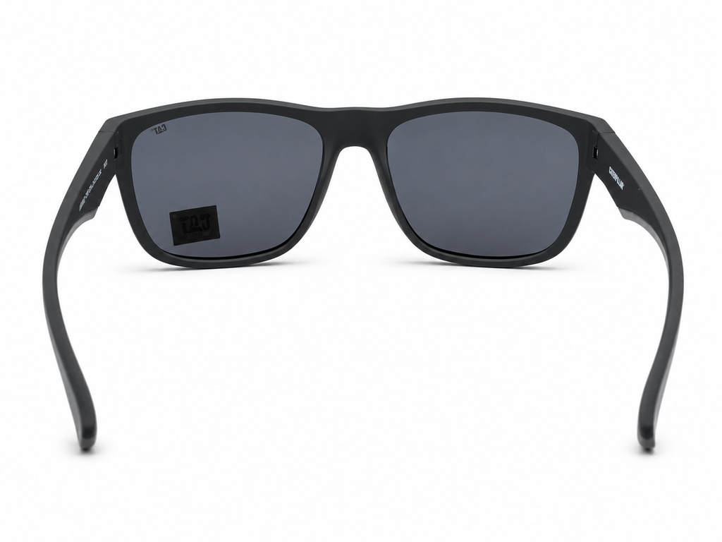 CAT CTS-8032-104P Unisex Polarized Sunglasses Matte Black Square Frame Light Blue Mirror Lens UV Protection