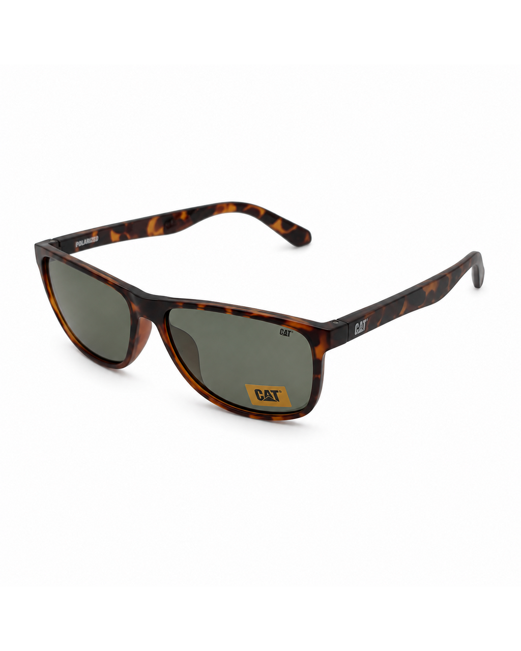 CAT CTS-8041-102P Polarized Square Sunglasses – Tortoise Brown Frame with Silver Mirror UV400 Lenses | Unisex