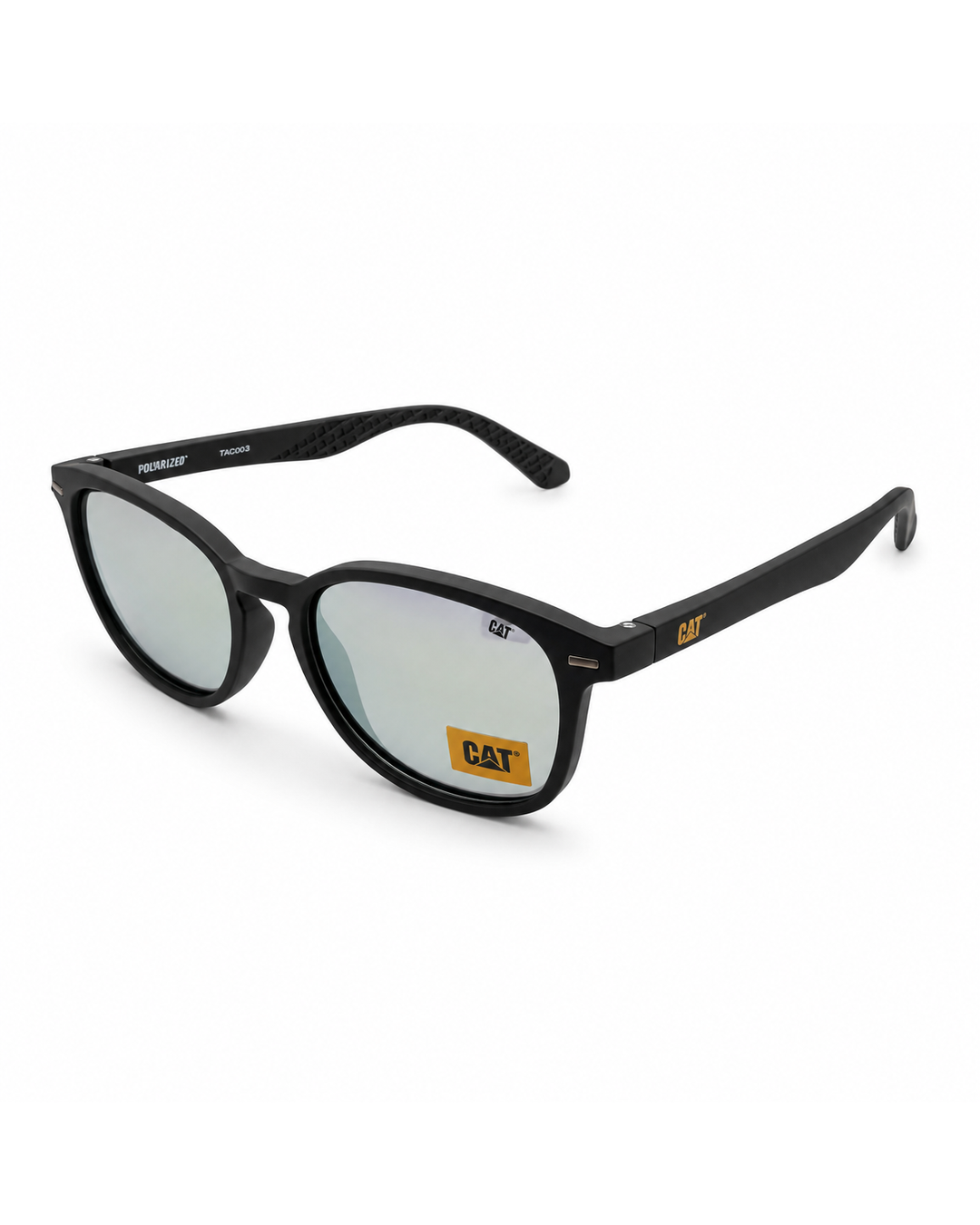 CAT CTS-8042-104P Polarized Square Sunglasses – Matte Black Frame with Silver Mirror UV400 Lenses | Unisex