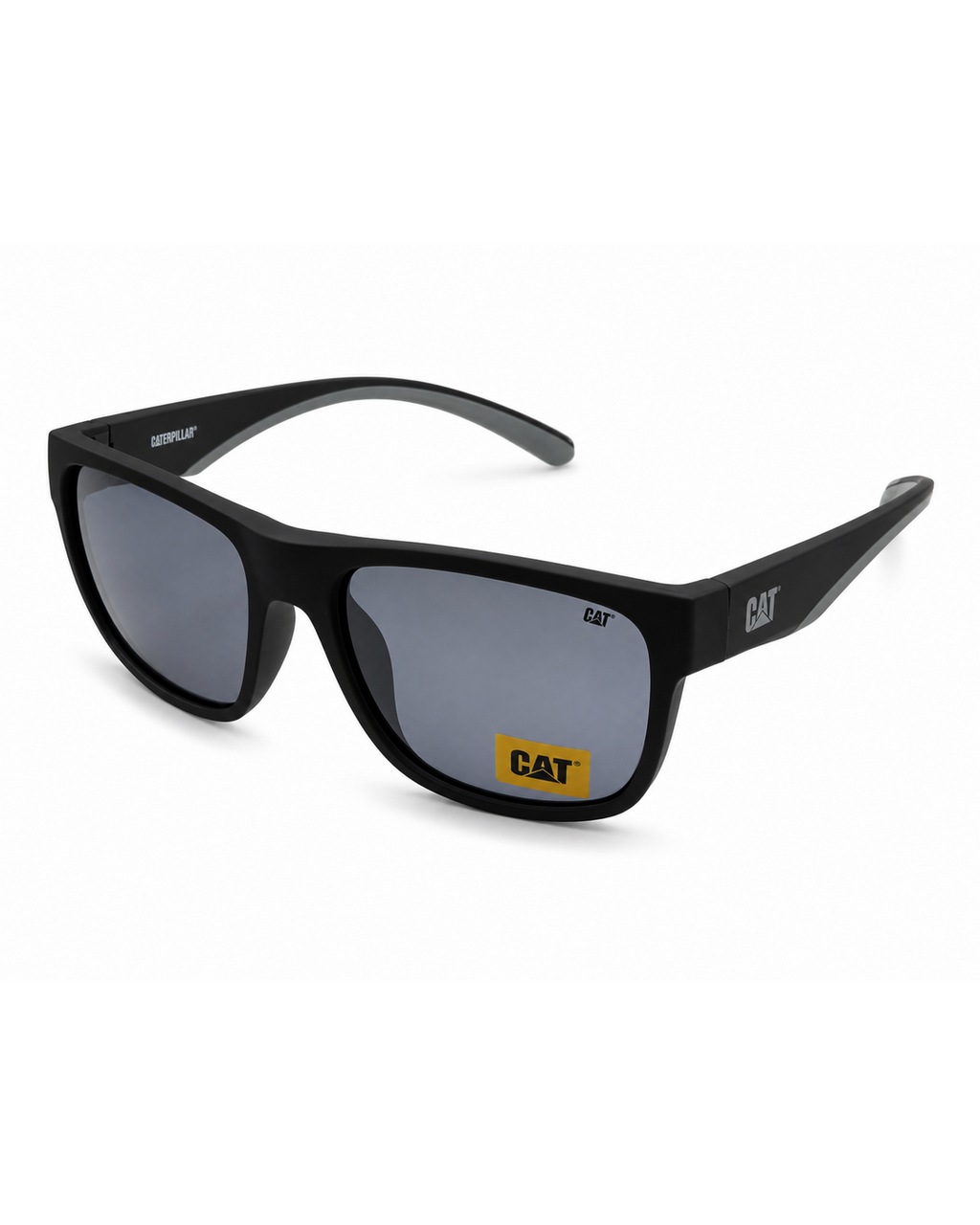 CAT CTS-8032-104P Unisex Polarized Sunglasses Matte Black Square Frame Light Blue Mirror Lens UV Protection
