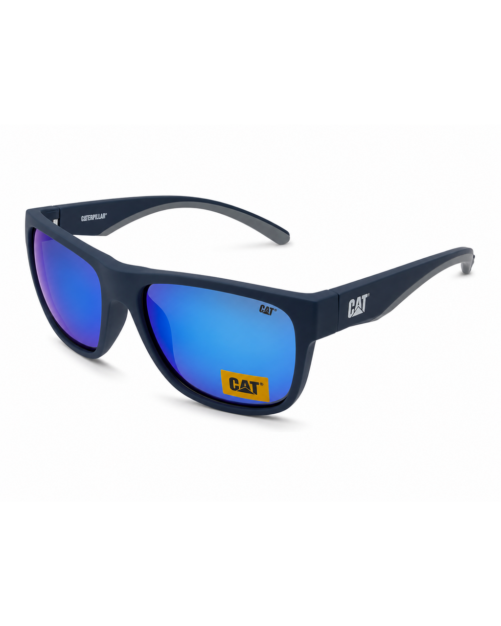 CAT CTS-8032-106P Unisex Polarized Sunglasses Matte Blue Square Frame Blue Mirror Lens UV Protection