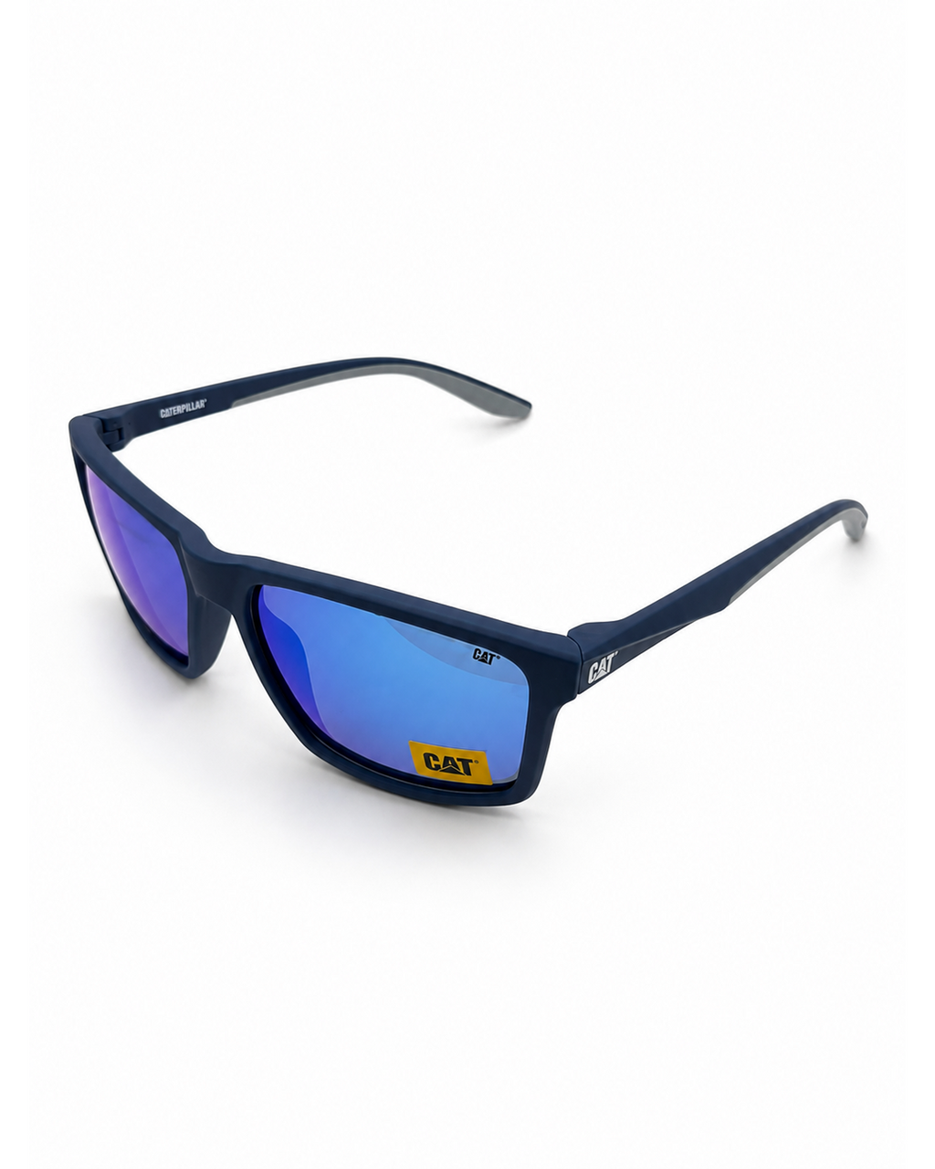 CAT CTS-8033-106P Unisex Polarized Sunglasses Blue Mirror Lens Matte Navy Square Frame