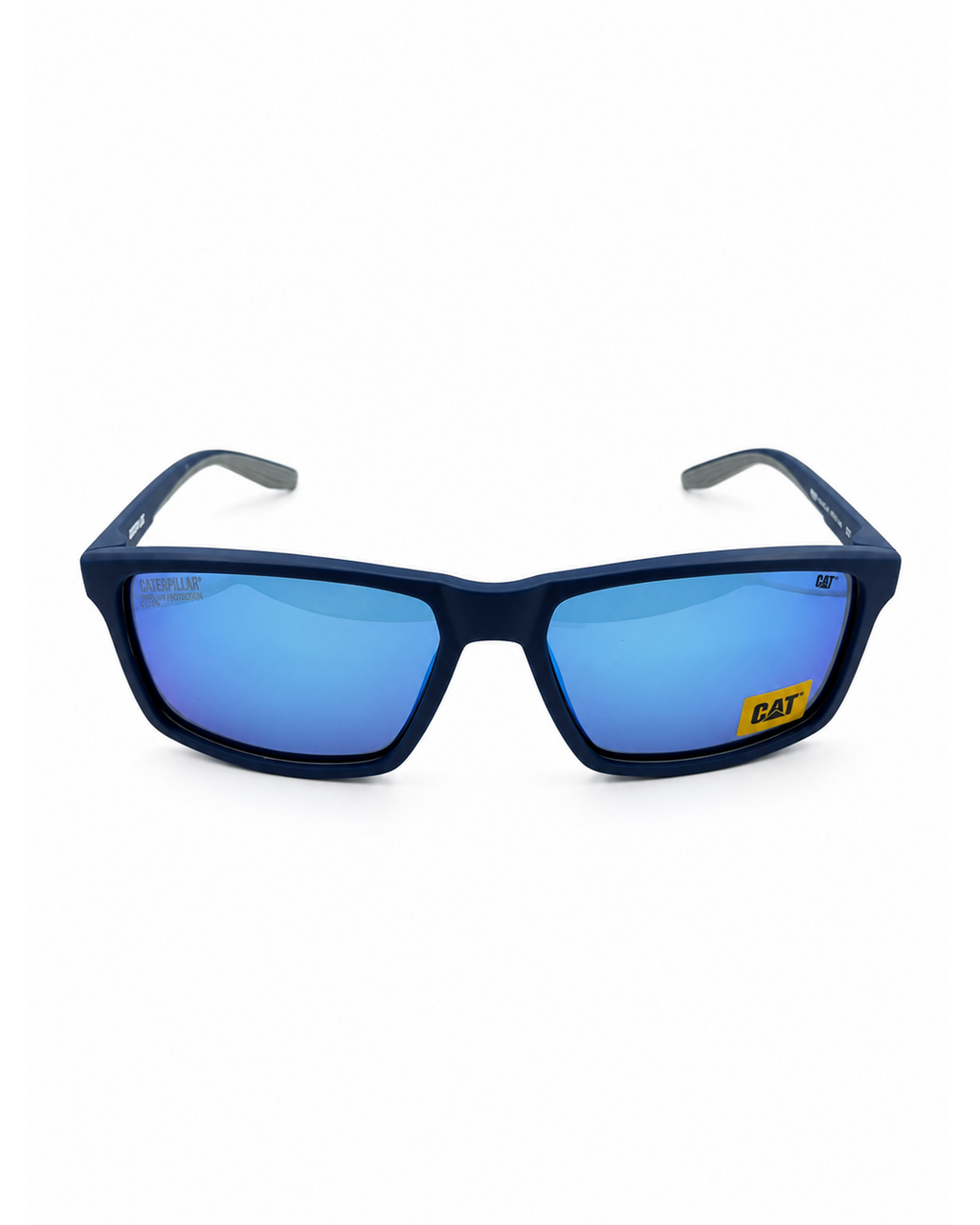 CAT CTS-8033-106P Unisex Polarized Sunglasses Blue Mirror Lens Matte Navy Square Frame