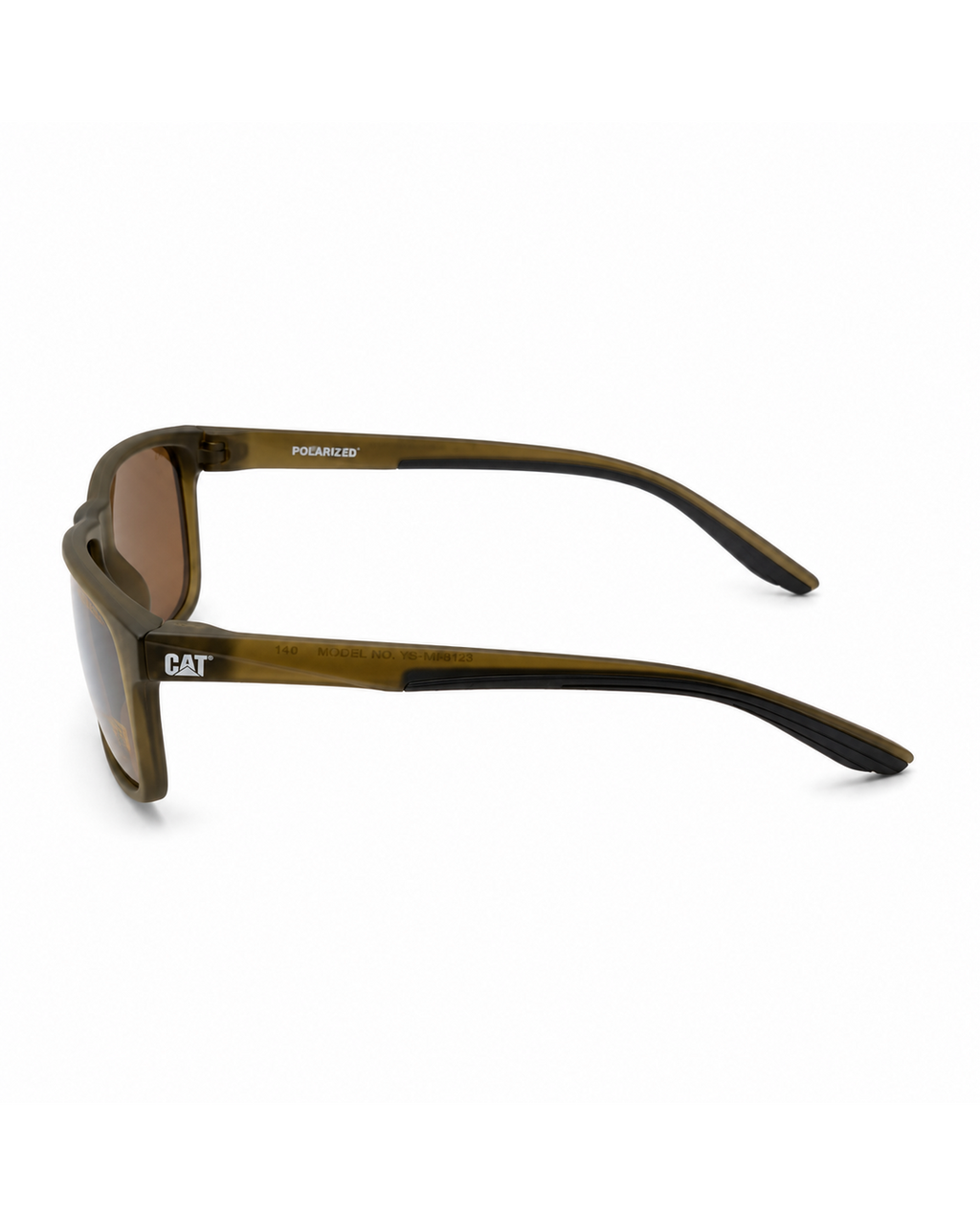 CAT CTS-8034-109P Polarized Square Sunglasses – Translucent Olive Green Frame with Gold Mirror UV400 Lenses | Unisex