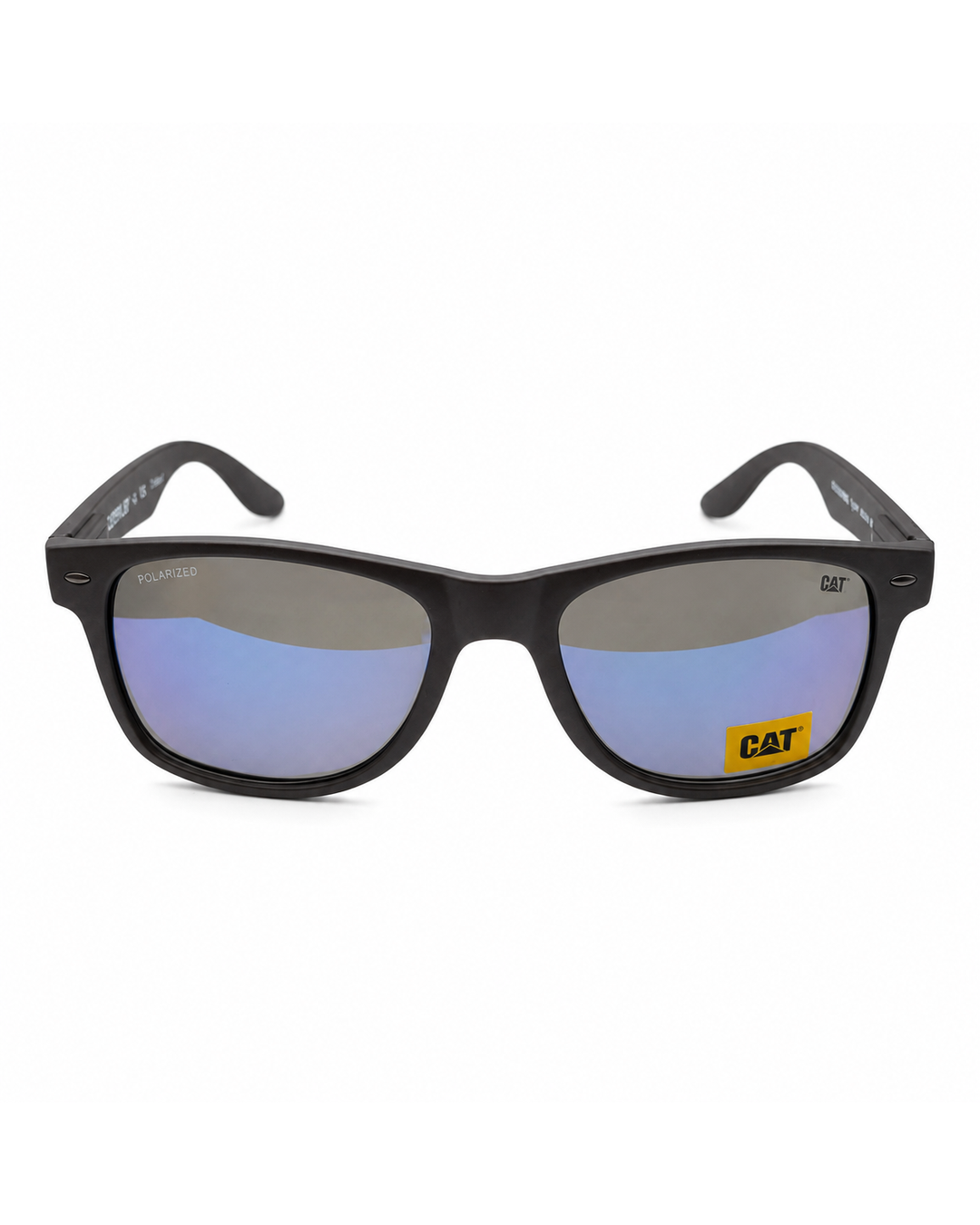 CAT CTS BLINDING 108P Polarized Square Sunglasses – Rubberized Matte Grey Frame with Blue Mirror UV400 Lenses | Unisex