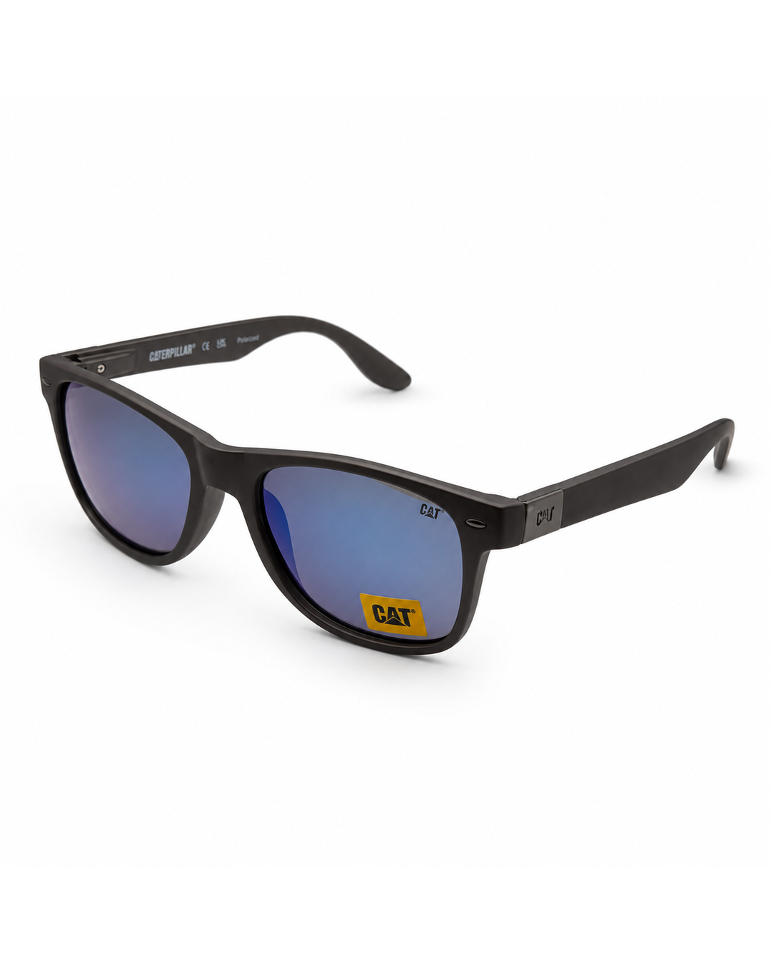 CAT CTS BLINDING 108P Polarized Square Sunglasses – Rubberized Matte Grey Frame with Blue Mirror UV400 Lenses | Unisex