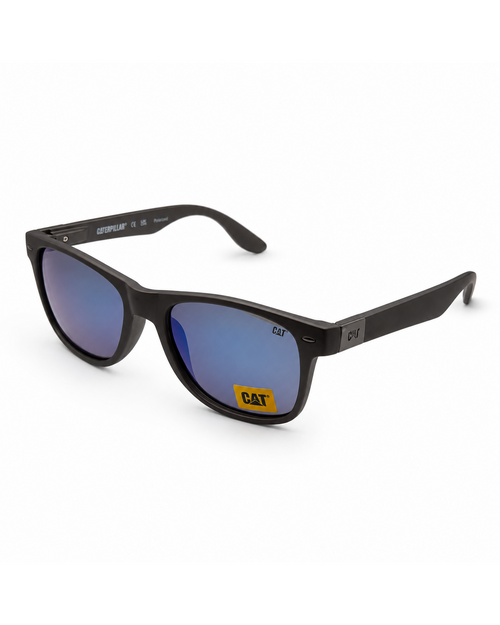 CAT CTS BLINDING 108P Polarized Square Sunglasses – Rubberized Matte Grey Frame with Blue Mirror UV400 Lenses | Unisex