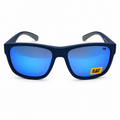CAT CTS-8032-106P Unisex Polarized Sunglasses Matte Blue Square Frame Blue Mirror Lens UV Protection